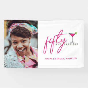 50 en Fabulous Photo Birthday Party Spandoek