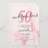 50 en Fabulous Pink 50th Birthday Party Kaart (Voorkant / Achterkant)