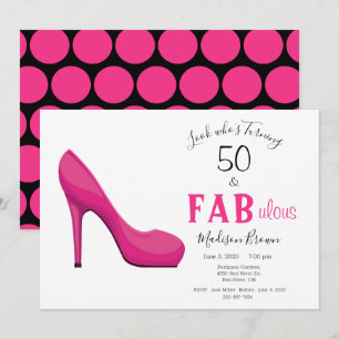 50 en Fabulous Pink and Black 50th Birthday Kaart