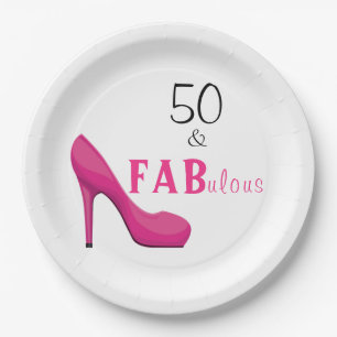 50 en Fabulous Pink and Black 50th Birthday Papieren Bordje