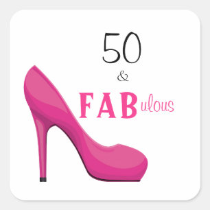 50 en Fabulous Pink and Black 50th Birthday Vierkante Sticker
