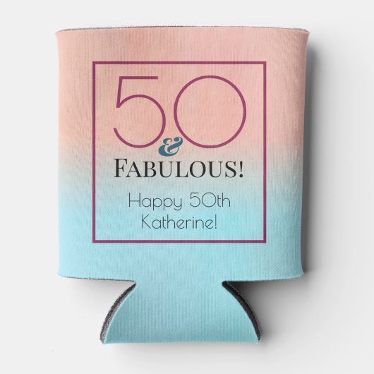 50 en Fabulous Pink and Blue Birthday Party Blikjeskoeler (Voorkant)