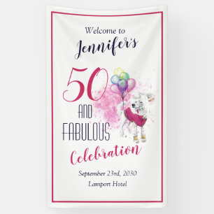50 en Fabulous Pink and White Dog Spandoek