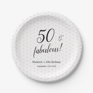 50 en Fabulous Pink Black 50th Birthday Papieren Bordje