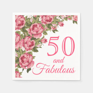 50 en Fabulous Pink Floral 50e verjaardag Servet