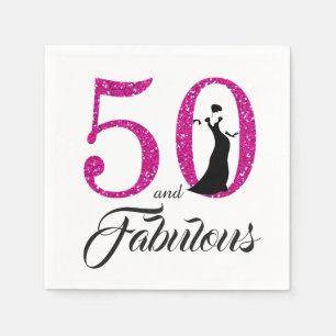 50 en Fabulous Pink Glitter 50ste verjaardagsfeest Servetten