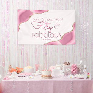 50 en Fabulous Pink Gold 50th Birthday Banner