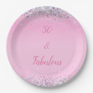 50 en Fabulous Pink Holographic Glitter Papieren Bordje