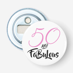 50 en Fabulous Pink Personalized Birthday Party Button Flesopener