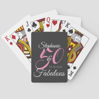 50 en Fabulous Pink Personalized Birthday Party Pokerkaarten