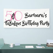50 en Fabulous Pink Personalized Birthday Party Spandoek (Beurs)