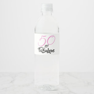 50 en Fabulous Pink Personalized Birthday Party Waterfles Etiket