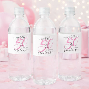 50 en Fabulous Pink Personalized Birthday Party Waterfles Etiket