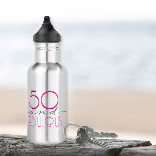 50 en Fabulous Pink Retro  Typografie Waterfles