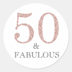 50 en Fabulous Pink   Typografie 50e verjaardag Ronde Sticker