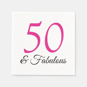 50 en Fabulous Pink verjaardagsluiers Servet
