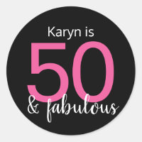 50 en Fabulous Pink White op 50th Birthday