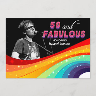 50 en Fabulous Rainbow Gay Pride Foto Verjaardag Kaart