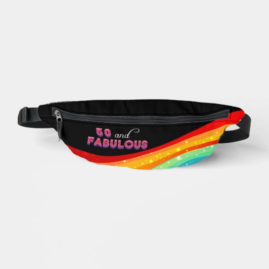 50 en Fabulous Rainbow Sparkle 50ste verjaardag Heuptasje (Voorkant)