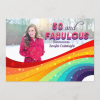 50 en Fabulous Rainbow Sparkle Foto Verjaardag