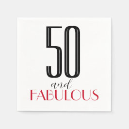 50 en Fabulous Retro Birthday Red Black Servet