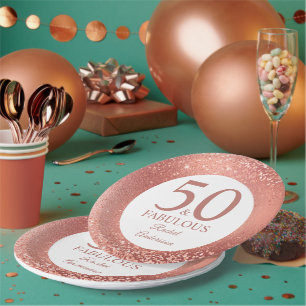 50 en Fabulous Roos Gold 50e verjaardag Papieren Bordje
