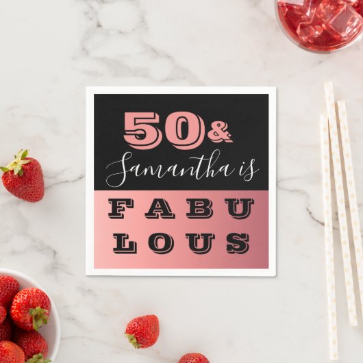 50 en Fabulous Roos Gold 50e verjaardag Servet (Insitu)