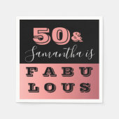 50 en Fabulous Roos Gold 50e verjaardag Servet (Voorkant)
