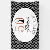 50 en Fabulous Roos Gold 50th Birthday Spandoek (Verticaal)