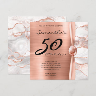 50 en Fabulous Roos Gold and White Agate Birthday Kaart