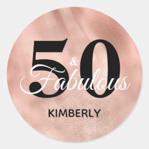 50 en Fabulous Roos Gold, gepersonaliseerd op zate Ronde Sticker