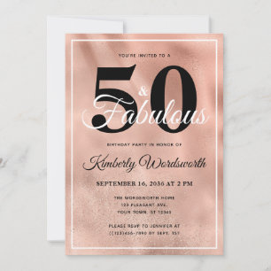 50 en Fabulous Roos Gold Glam Birthday Party Kaart