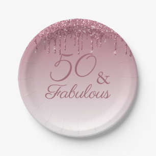 50 en Fabulous Roos Gold Pink Dripping Glitter Papieren Bordje