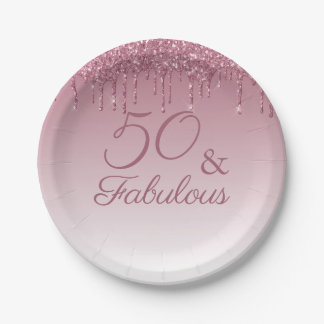 50 en Fabulous Roos Gold Pink Dripping Glitter Papieren Bordje