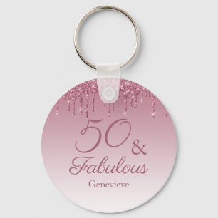 50 en Fabulous Roos Gold Pink Dripping Glitter Sleutelhanger