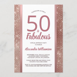 50 en Fabulous Roos Gold Virtual 50th Birthday Kaart