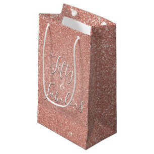 50 en Fabulous Roos Goud Blush Roze Glitter Klein Cadeauzakje