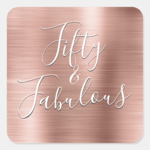 50 en Fabulous Roos Goud   Blush Roze Modern Vierkante Sticker