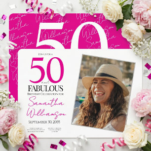 50 en Fabulous Roze 50e Verjaardagsfeestje Kaart