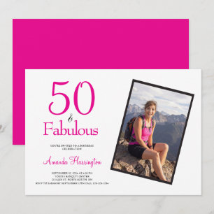 50 en Fabulous Roze 50ste Verjaardagsfeestje Kaart
