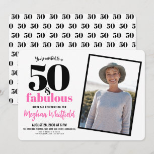 50 en Fabulous Roze 50ste Verjaardagsfeestje Kaart