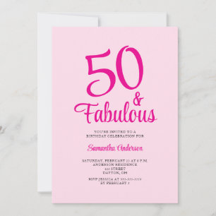 50 en Fabulous Roze 50ste Verjaardagsfeestje  Kaart