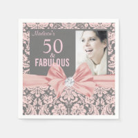 50 en Fabulous roze damask diamanten boog verjaard