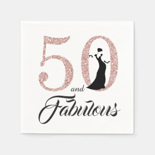 50 en Fabulous Roze Glitter 50ste Verjaardagsfeest Servet