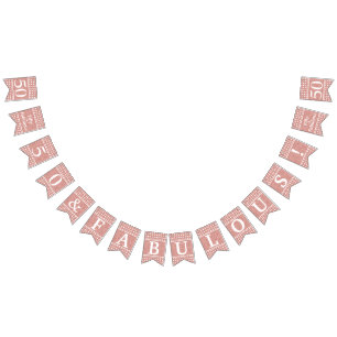 50 En Fabulous Roze Goud Glitter Witte Verjaardag Vlaggetjes