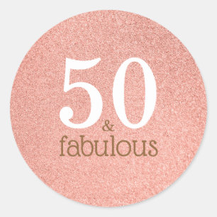 50 en Fabulous Roze Gouden Glitter Verjaardagsfees Ronde Sticker