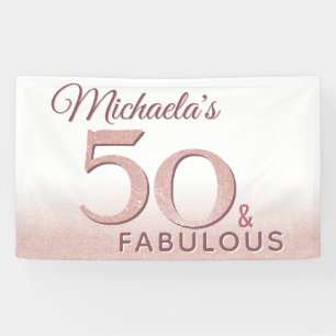 50 en Fabulous Roze Gouden Verjaardag Moderne Acht Spandoek