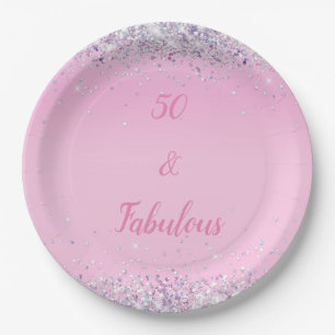 50 en Fabulous Roze Holografische Glitters Papieren Bordje