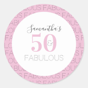 50 en fabulous Roze Moderne 50ste Verjaardag Ronde Sticker