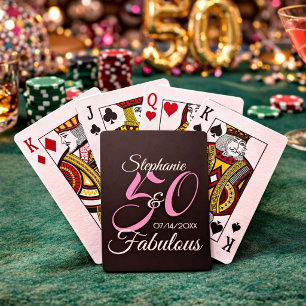 50 en Fabulous Roze Persoonlijk Verjaardagsfeest Pokerkaarten